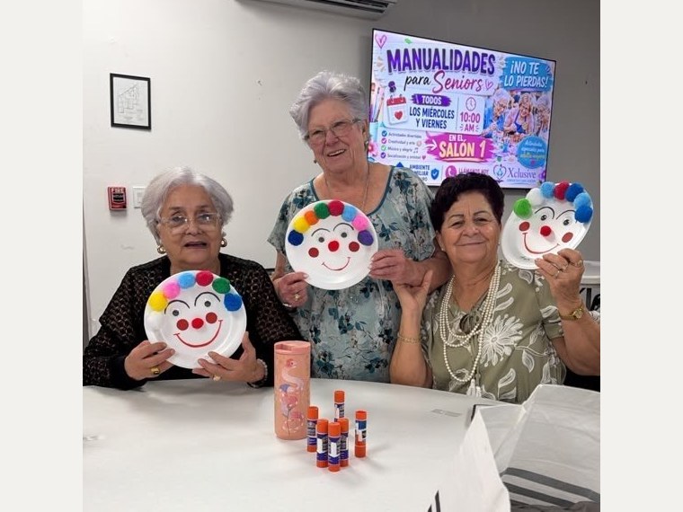 Seniors interacting with caregiver